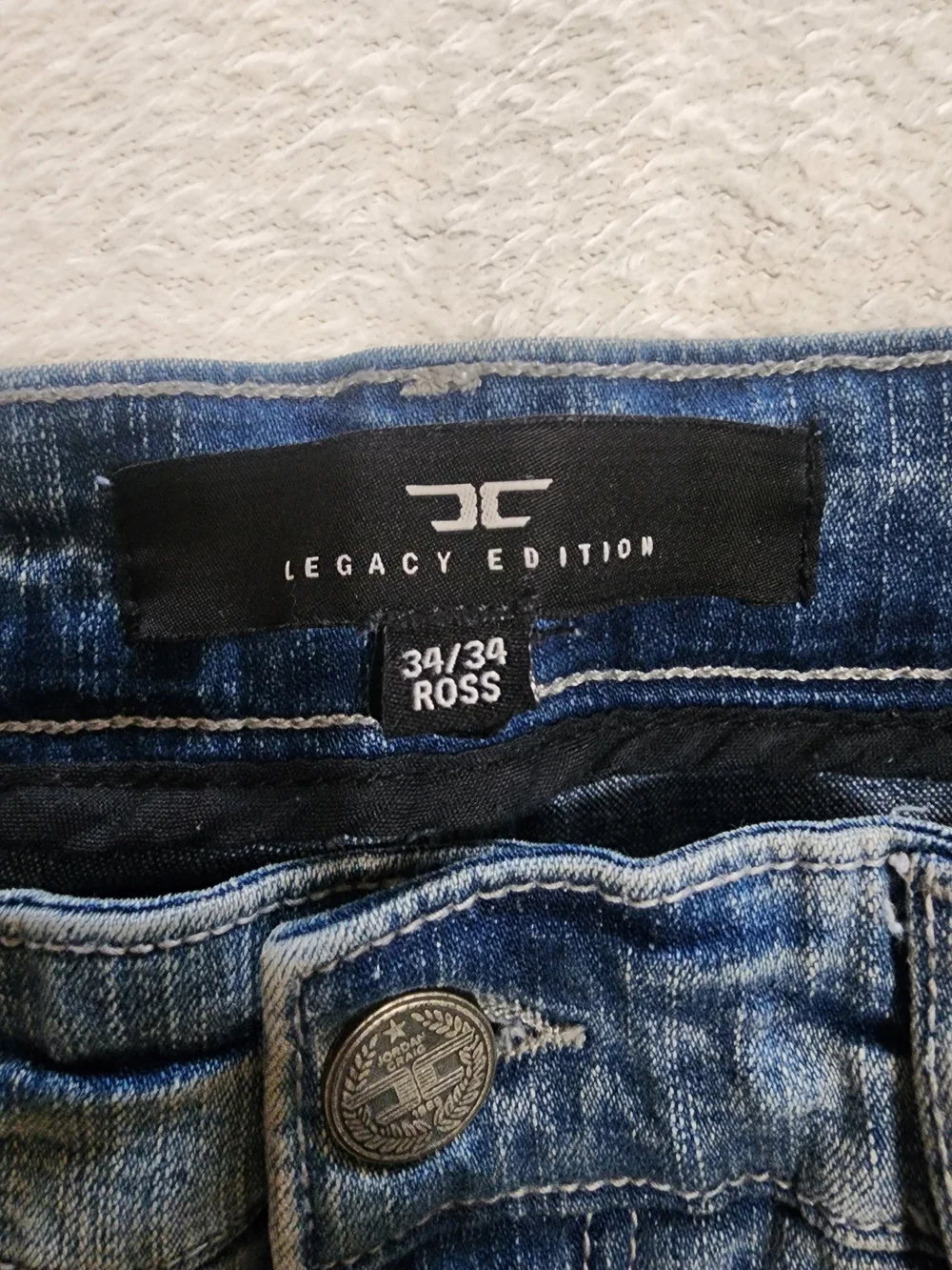 Jordan Craig Tactical Cargo Denim Jeans Slim Taper 34/34 Light Blue Wash